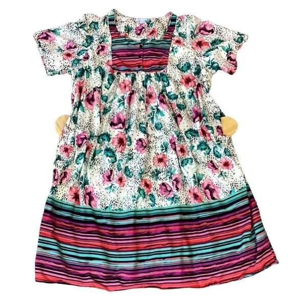 Only Necessities Cotton Mixed Pattern Kaftan Muumuu House/Patio Dress 4X 297E - Picture 1 of 9